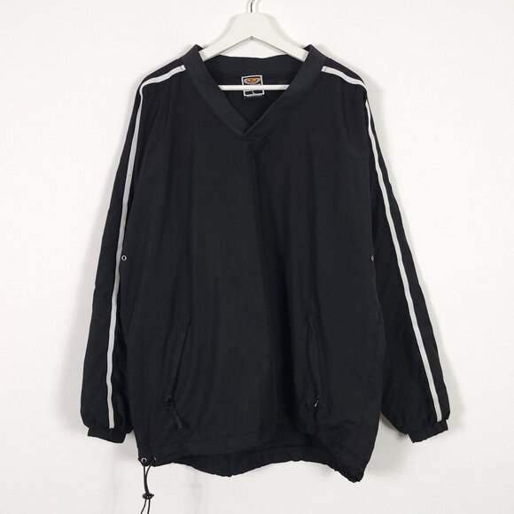 Vintage Easton Black V Neck Windbreaker Pullover Jacket - Picture 1 of 8